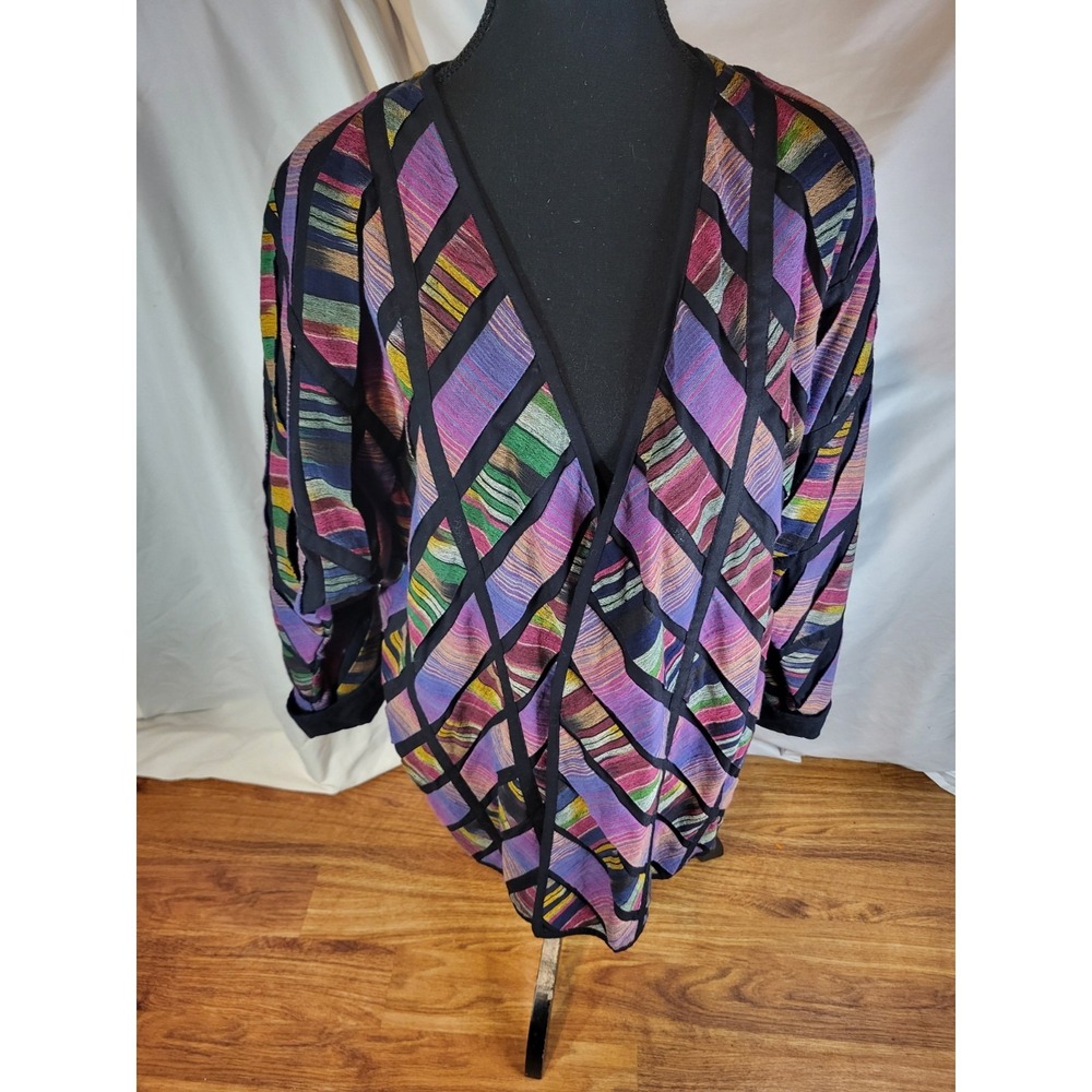 YAK MAGIK Open Front Cotton Jacket Multicolored Rainbow Size‎ XL